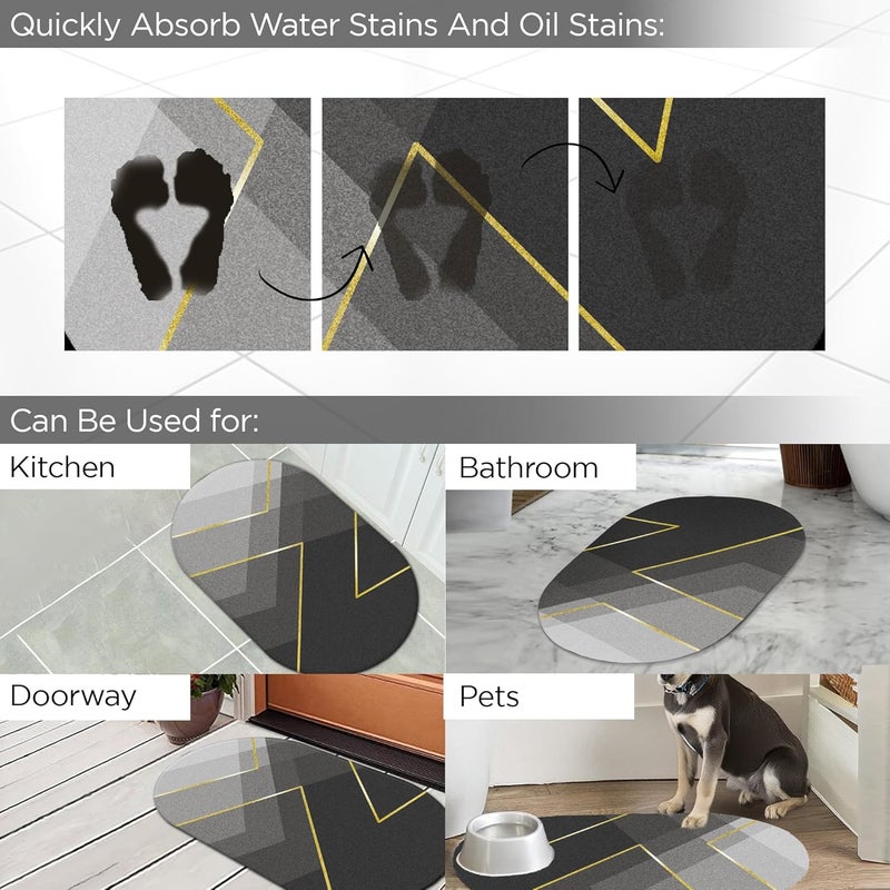 UMAI Polyester Rubber Bathroom Mat 40 60cm Bath Mat Anti Skid Mat for Bathroom Floor Bathroom Accessories Bathroom Mats Water Soak Non Slip Mat for Bathroom Floor MatGrey - Image 5