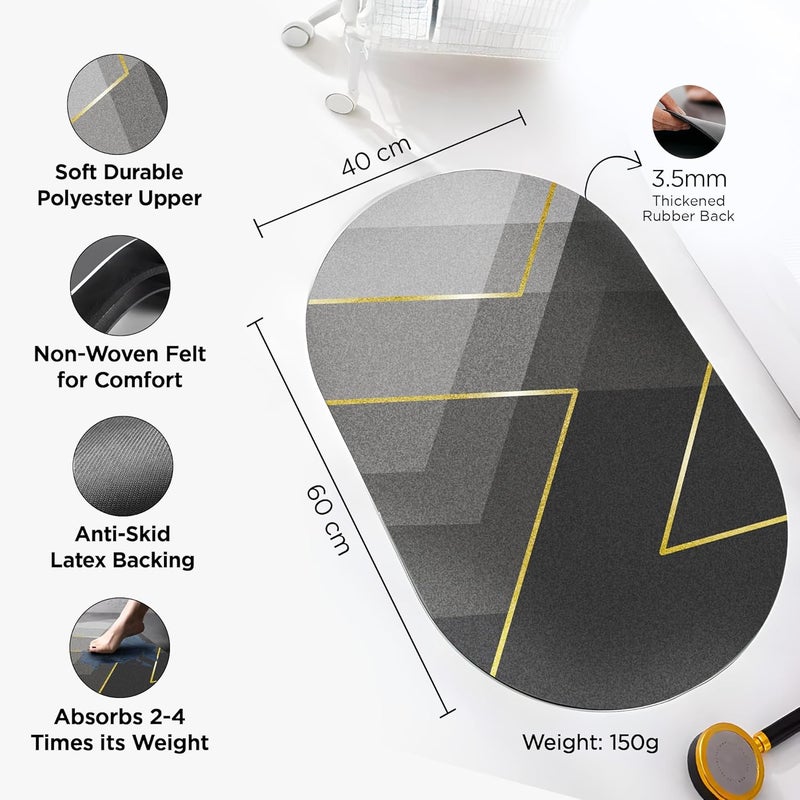 UMAI Polyester Rubber Bathroom Mat 40 60cm Bath Mat Anti Skid Mat for Bathroom Floor Bathroom Accessories Bathroom Mats Water Soak Non Slip Mat for Bathroom Floor MatGrey - Image 4