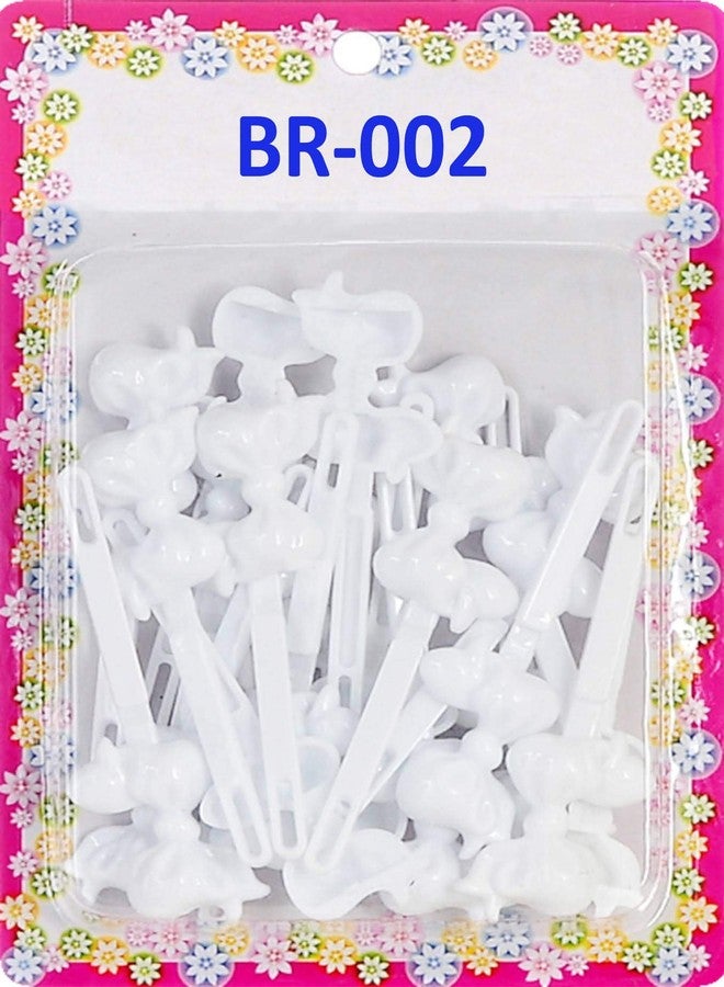 Tara Girls Self Hinge Bow Hair Barrettes 18 Pieces Selection (White) - Image 1