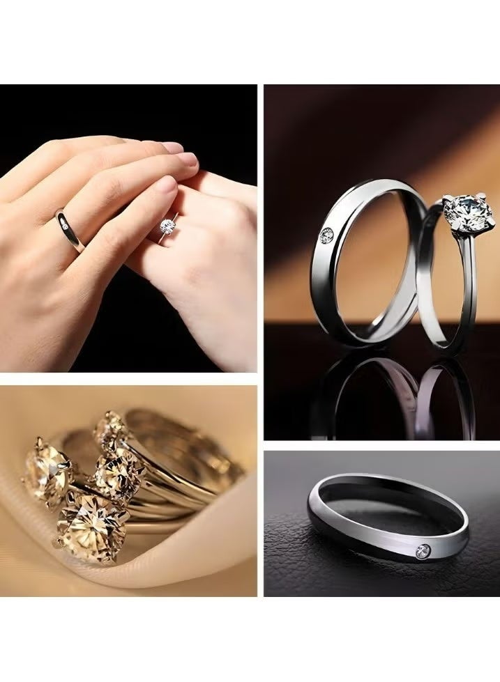 ساراونت مجموعة خواتم خطوبة له ولها - 925 من الفضة الإسترلينية، قابلة للتعديل، مكونة من قطعتين مع صندوق هدايا - Image 5