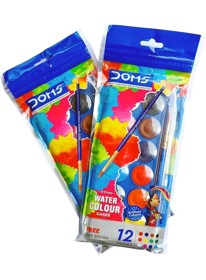 دومس دومز 12 قطعة. كيك بألوان مائية (23 ملم) + 1 قطعة. فرشاة - Image 1