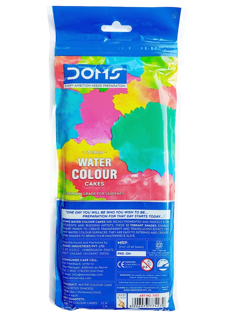 دومس دومز 12 قطعة. كيك بألوان مائية (23 ملم) + 1 قطعة. فرشاة - Image 2