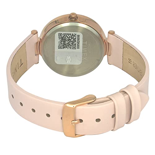 TIMEX Analog Watch for Women with Rose Gold Round Dial & Pink Leather Strap Band Water Resistant Women's Wrist Watches - TWEL118SMU01 - Image 4