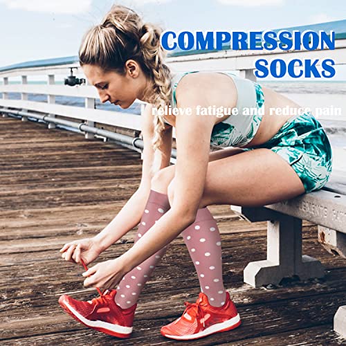 Aoliks Pink Compression Socks for Women & Men,Circulation Socks for Pregnancy Support Nurses Hiking - Image 3