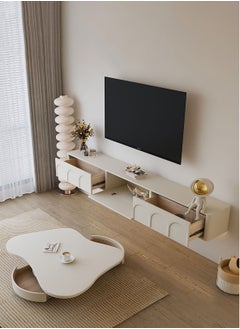 Cream Floating TV Stand Suspened TV Wall Mounted Media Console Entertainment Unit TV Contemporary Style TV Stand Luxury TV Unit TV Cabinet Fashionable Cream White Finish L200xH23xW25 cm - pzsku/ZC34E41501F460E61B931Z/45/_/1685699373/f9ba9f35-91b7-46a5-827b-2edb013785e1