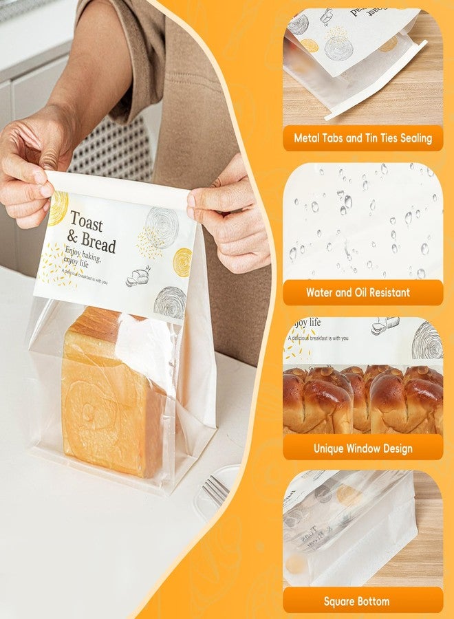Funcoo 50 Bread Bags for Homemade Bread Sourdough Bakery Storage Bags with Window/Ties, Large Bakery Loaf Bag for Baked Goods Packaging (Polka Dot) - Image 4