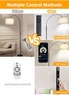 Tiokkss Floor Lamp for Home with Touch Control & Remote & App Control, Modern Floor Lamp with Bulb,Tall Lamp for Living Room with Hanging Drum Shade and Weighted Base Beige  - Image 3