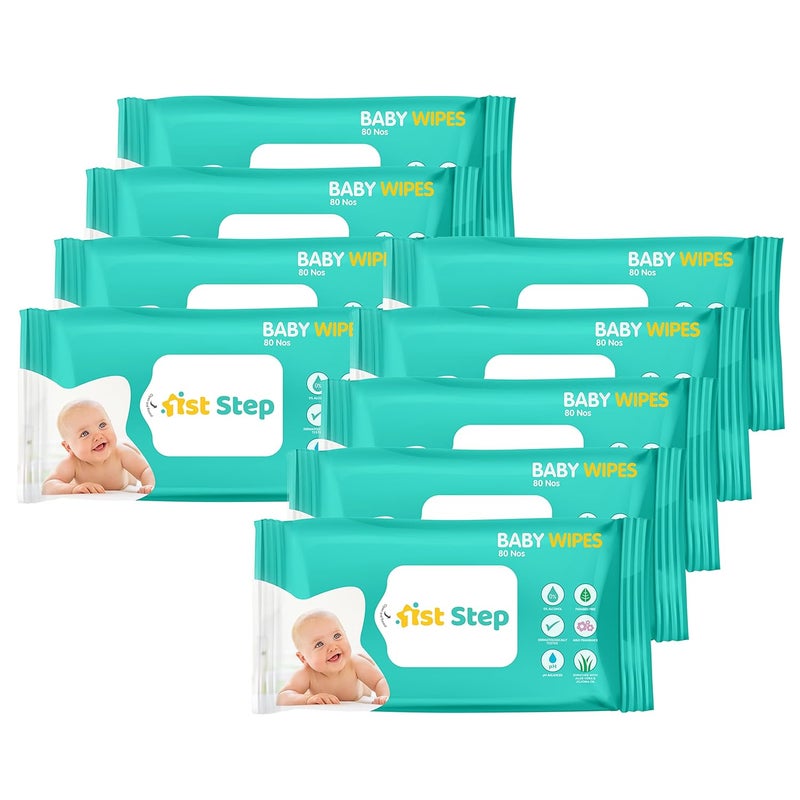 1st Step Baby Wet Wipes Enriched With Aloe-Vera And Jojoba Oil (80Pcs, Pack Of 9) - Image 1