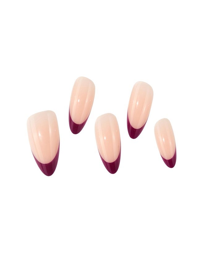 ako Short Press On Nails - Mulberry Purple French Tip Almond Nails, Glossy Finish Reusable Acrylic Fake Nails, Stick On Nails with Adhesive Tabs, Prep Pad & 15 Sizes - 30 Stick on Nails - Image 4