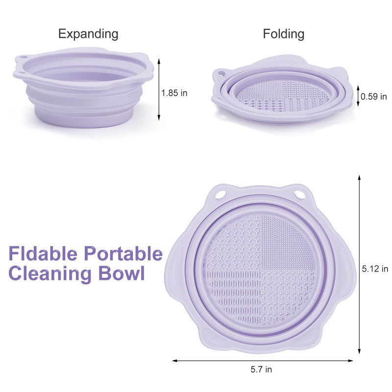 Etercycle Makeup Brush Cleaner, Etercycle Foldable Silicone Brush Cleaner Bowl Srubber, Portable Washing Tools for Makeup Brush,Powder Puff,Sponge (Purple) - Image 4