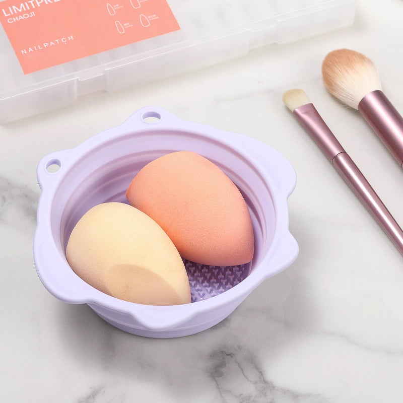 Etercycle Makeup Brush Cleaner, Etercycle Foldable Silicone Brush Cleaner Bowl Srubber, Portable Washing Tools for Makeup Brush,Powder Puff,Sponge (Purple) - Image 5