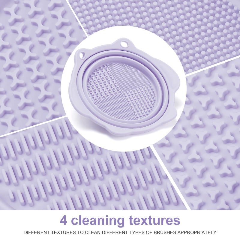 Etercycle Makeup Brush Cleaner, Etercycle Foldable Silicone Brush Cleaner Bowl Srubber, Portable Washing Tools for Makeup Brush,Powder Puff,Sponge (Purple) - Image 3