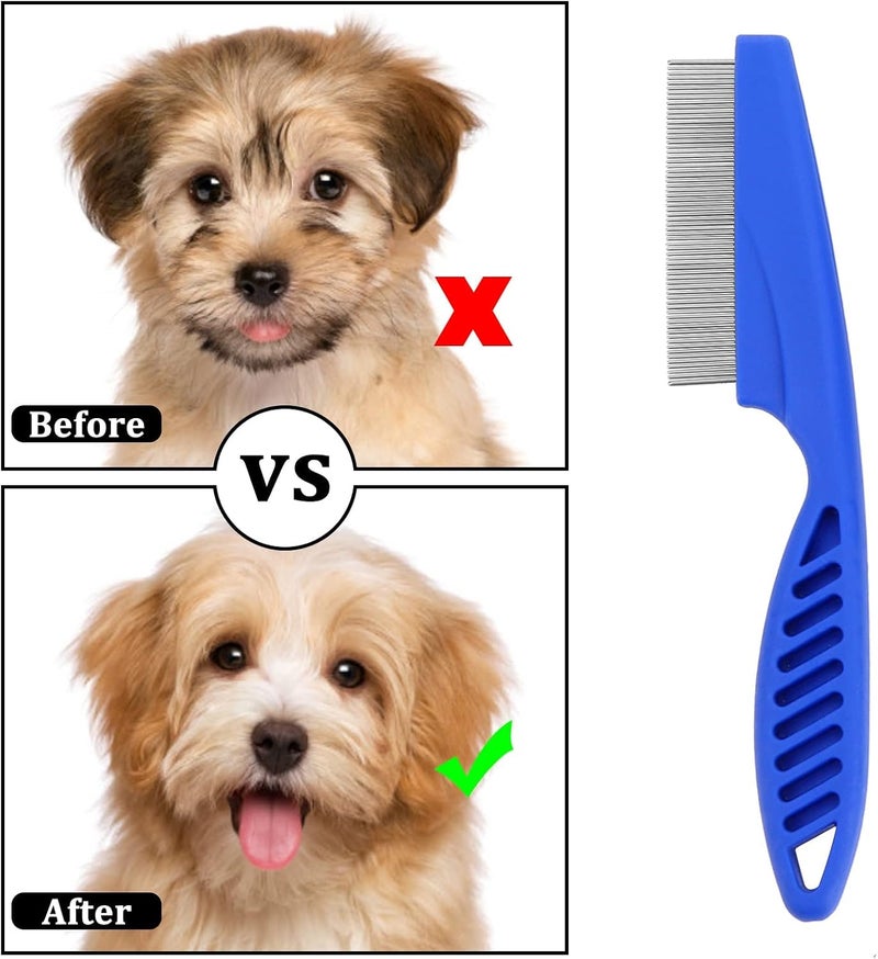 Parlberd 4 Pcs Flea Lice Comb for Cats Dogs, Dog Cat Grooming Comb Pet Tear Stain Remover Combs Fine Tooth Grooming Removal Too Dematting Comb for Dogs Cats, for Small, Medium, Large Pets Hair (4 Styles) - Image 2