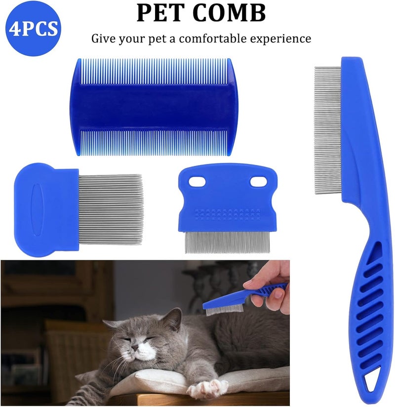 Parlberd 4 Pcs Flea Lice Comb for Cats Dogs, Dog Cat Grooming Comb Pet Tear Stain Remover Combs Fine Tooth Grooming Removal Too Dematting Comb for Dogs Cats, for Small, Medium, Large Pets Hair (4 Styles) - Image 5