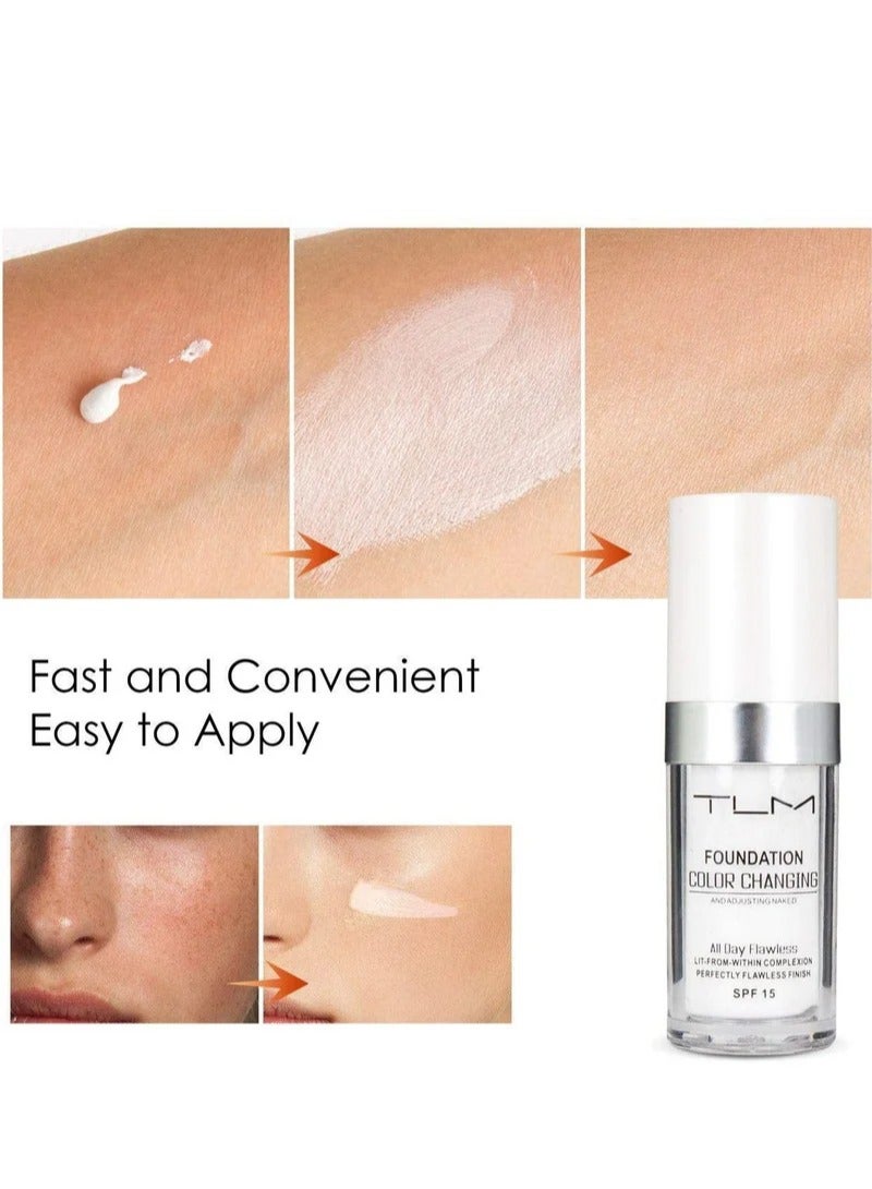 TLM Colour Changing Foundation for Different Skin Tone, Foundation Makeup Base Nude Face Liquid Full Coverage Concealer, TLM Concealer Cover Cream - Image 3