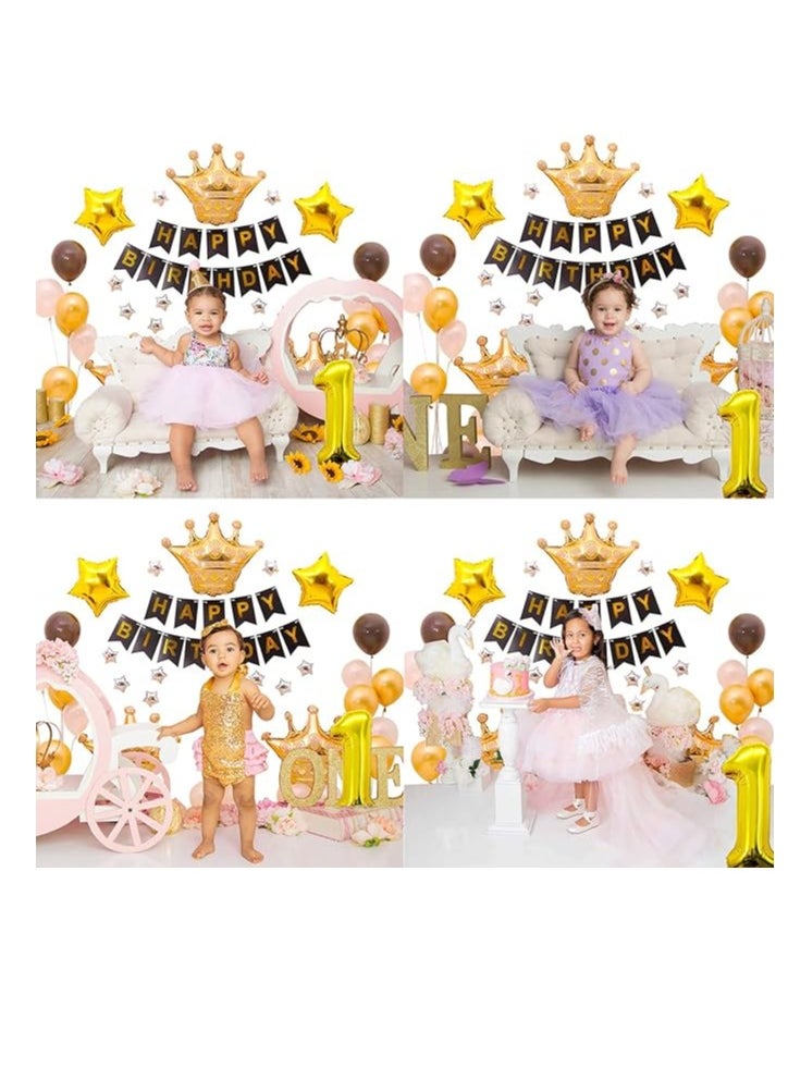 Generic - 1st Birthday Decoration for Baby Happy Birthday Foil Balloon, Metallic Balloons Combo 60Pcs for Boys Birthday Supplies - Image 1