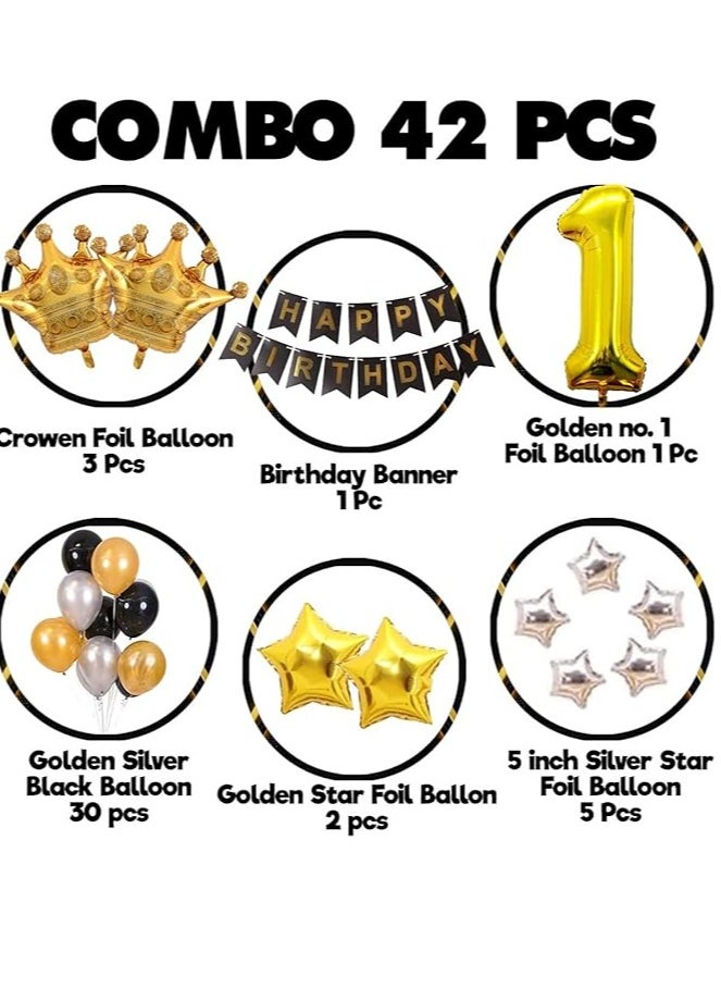 Generic - 1st Birthday Decoration for Baby Happy Birthday Foil Balloon, Metallic Balloons Combo 60Pcs for Boys Birthday Supplies - Image 1