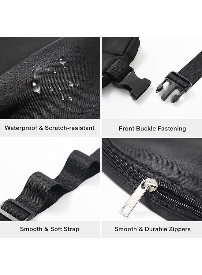 Oasisgalore Fanny Pack for Women Men Unisex Waterproof Belt Bag with Adjustable Strap Lightweight Cross Body Bag Casual Hands Free Waist Bag with 4 Pockets for Running Hiking Traveling Workout Black  - Image 3
