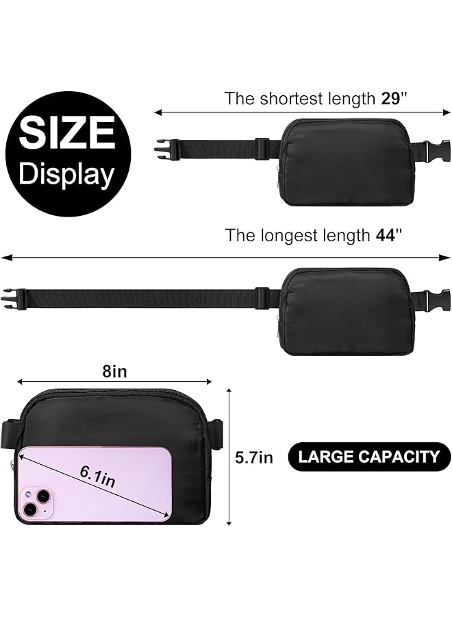 Oasisgalore Fanny Pack for Women Men Unisex Waterproof Belt Bag with Adjustable Strap Lightweight Cross Body Bag Casual Hands Free Waist Bag with 4 Pockets for Running Hiking Traveling Workout Black  - Image 2