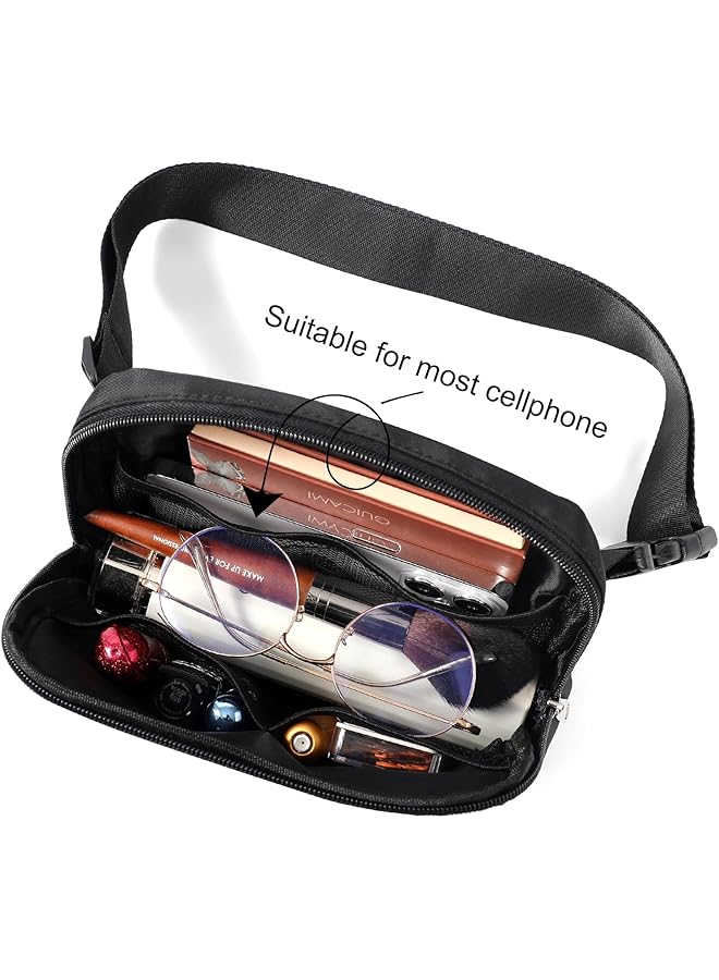 Oasisgalore Fanny Pack for Women Men Unisex Waterproof Belt Bag with Adjustable Strap Lightweight Cross Body Bag Casual Hands Free Waist Bag with 4 Pockets for Running Hiking Traveling Workout Black  - Image 5