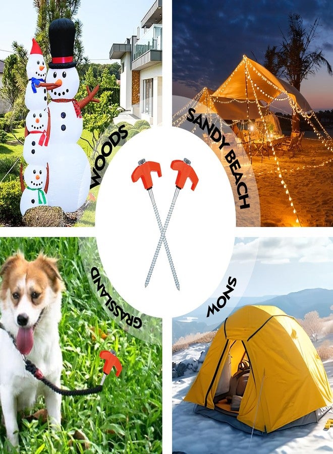 YYGCL 12 Pack Screw in Tent Stakes Heavy Duty,8 Inch Ground Anchors Screw in,Metal Stakes with Hex Head Driver,Camping Tent Accessories.(Orange) - Image 2