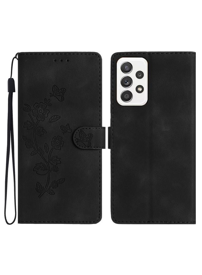 S-TOP Case For Samsung Galaxy A33 5G Flower Butterfly Embossing Pattern Leather Phone Case - Image 1