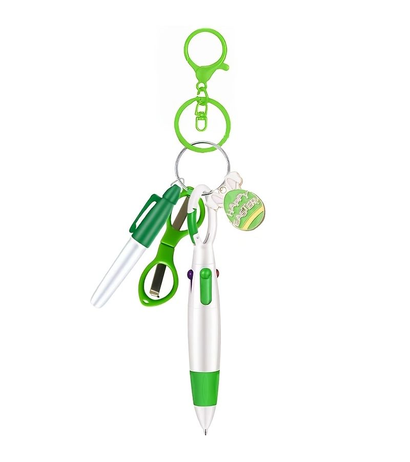 A Set Of Pink Doctor And Nurse Pens With Easter Egg And Bunny Pendants Foldable Gauze Scissors 4 Color Ballpoint Pen Marker Pen Key Clip And Decorative Clasp For Medical Professionals - Image 5