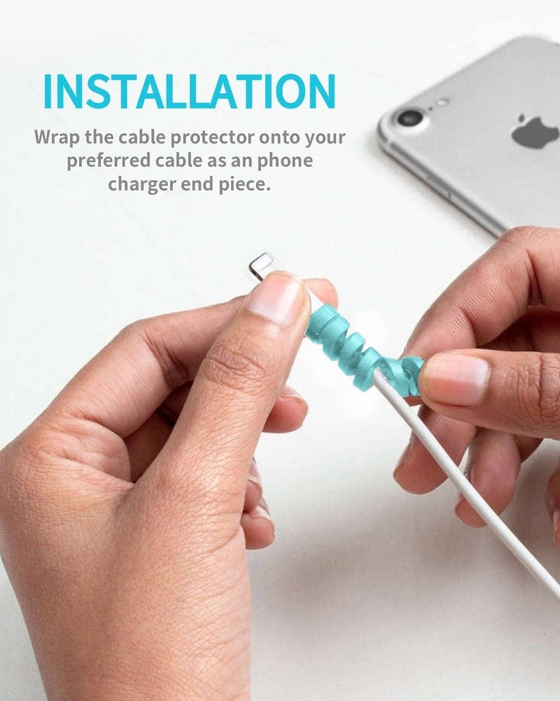 SKYCELL Spiral Charger Cable Protectors for Wire Protector Data Cable Saver Charging Cord Protective Cable Cover Set of 12 Pieces - Image 5