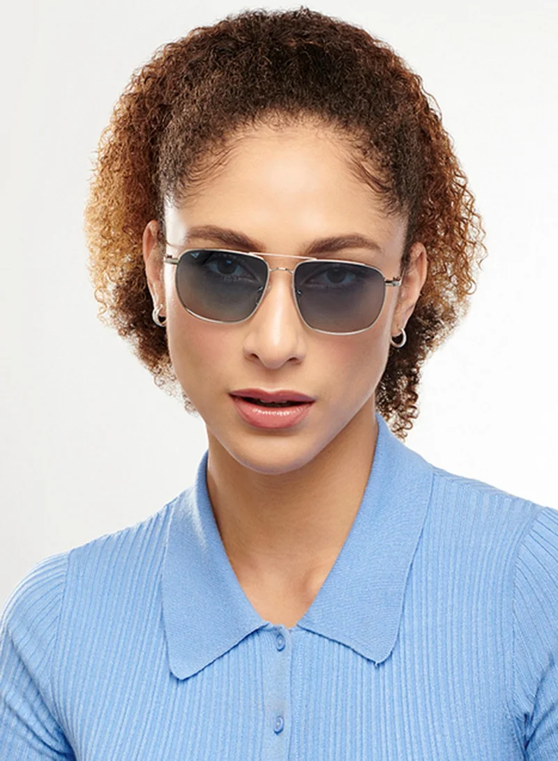 VINCENT CHASE Vincent Chase By Lenskart | Silver Blue Full Rim Square Branded Latest and Stylish Sunglasses | Polarized and 100% UV Protected | Men & Women | Medium | VC S13116