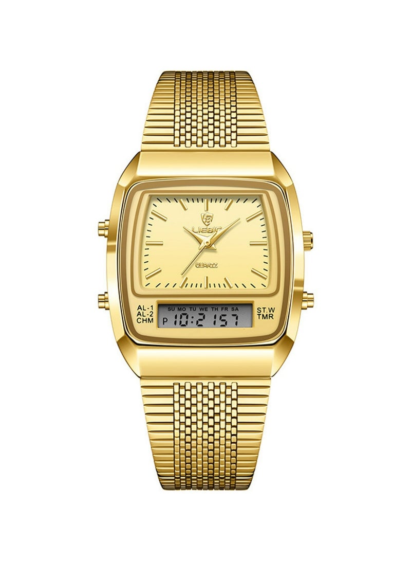 LIEBIG Square Business Wrist Watch for Men Women Dual Time Zone Analog Digital Display Multifunctional Stainless Steel 3 ATM Waterproof Alarm Stopwatch Calendar Quartz Watch - Image 2