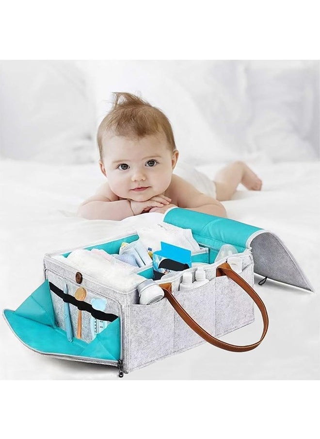 JCB CHIC - Baby Diaper Caddy Organizer Tote Bag Folding Baby Diaper Basket for Changing Table Portable Car Travel Nursery Storage Bin for Newborn Essentials (Grey) - Image 1