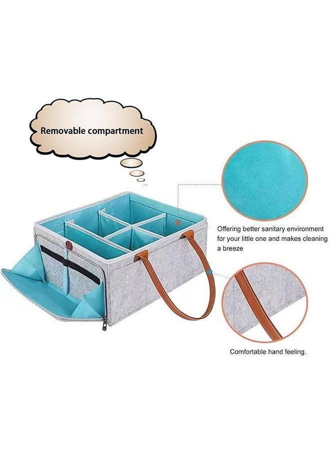 JCB CHIC - Baby Diaper Caddy Organizer Tote Bag Folding Baby Diaper Basket for Changing Table Portable Car Travel Nursery Storage Bin for Newborn Essentials (Grey) - Image 1