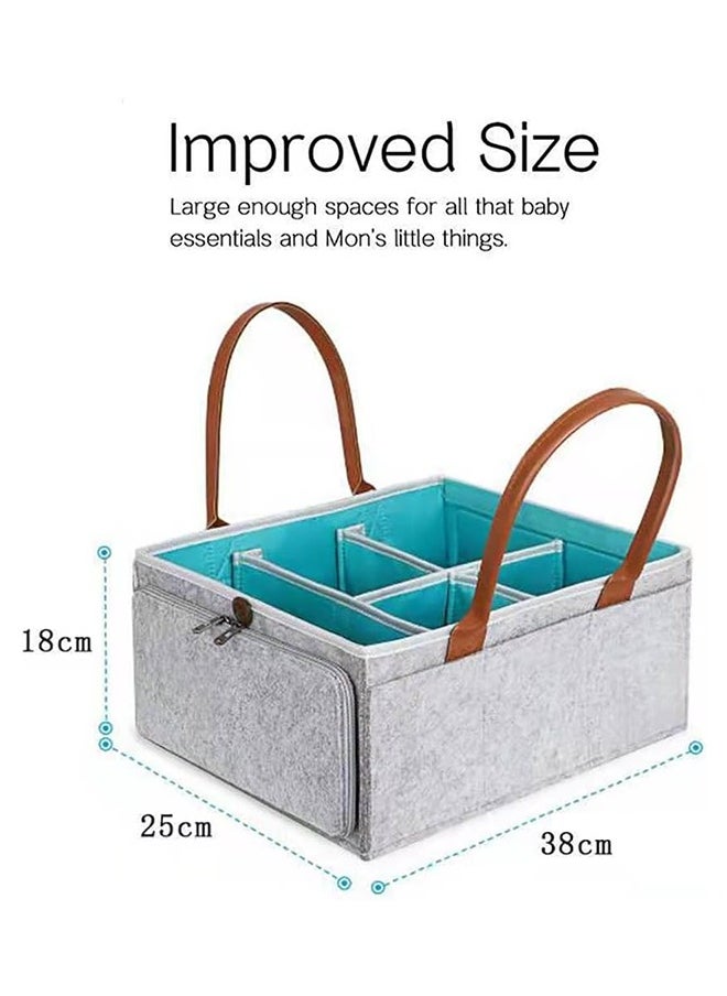 JCB CHIC - Baby Diaper Caddy Organizer Tote Bag Folding Baby Diaper Basket for Changing Table Portable Car Travel Nursery Storage Bin for Newborn Essentials (Grey) - Image 1