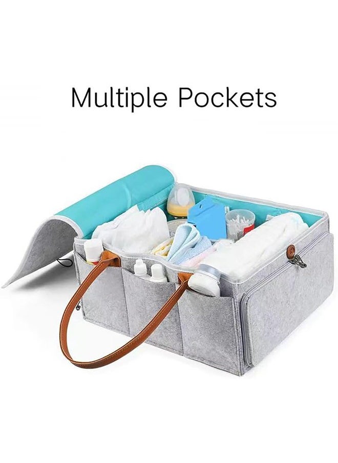 JCB CHIC - Baby Diaper Caddy Organizer Tote Bag Folding Baby Diaper Basket for Changing Table Portable Car Travel Nursery Storage Bin for Newborn Essentials (Grey) - Image 1
