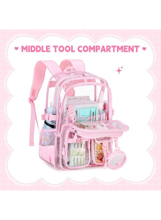ASKSKY Clear Backpacks for Stadium Events Heavy Duty Clear Bookbag for School Girls Transparent Back Pack - Image 3