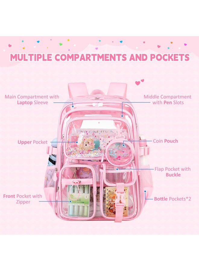 ASKSKY Clear Backpacks for Stadium Events Heavy Duty Clear Bookbag for School Girls Transparent Back Pack - Image 5