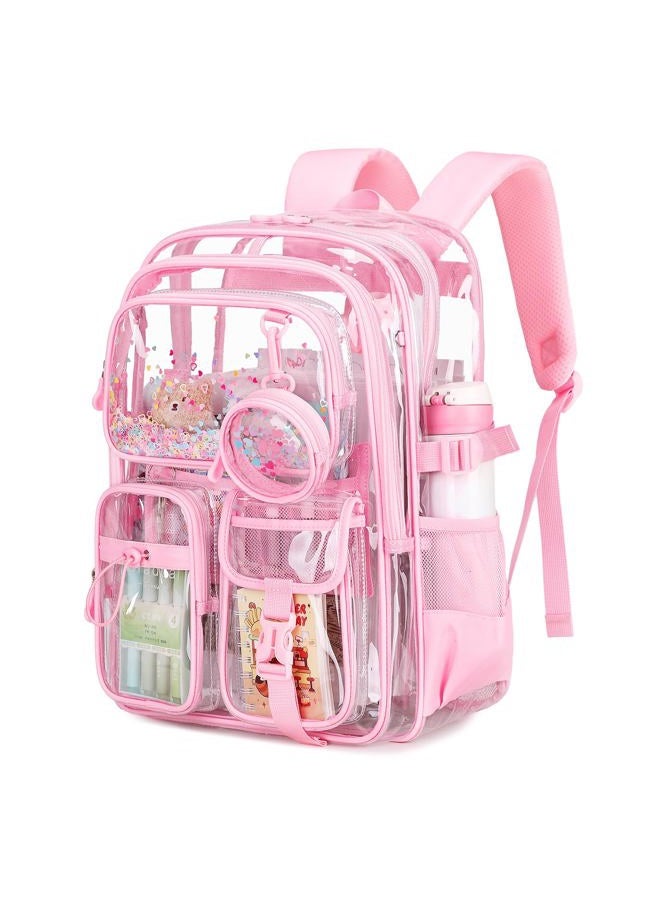 ASKSKY Clear Backpacks for Stadium Events Heavy Duty Clear Bookbag for School Girls Transparent Back Pack - Image 1