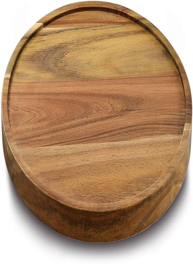 AUAM 9" Acacia Wood Lazy Susan Organizer Kitchen Turntable for Cabinet Pantry Table Organization - Image 1