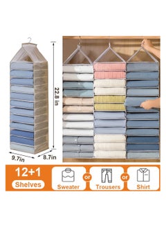 KASTWAVE Hanging Closet Organizer, 12 Shelves Closet Hanging Shelf, Closet Organizer, Space Saver, Hanging Wardrobe Storage with Sturdy Hooks for Storage, Foldable for Organizing Bedroom  - Image 4