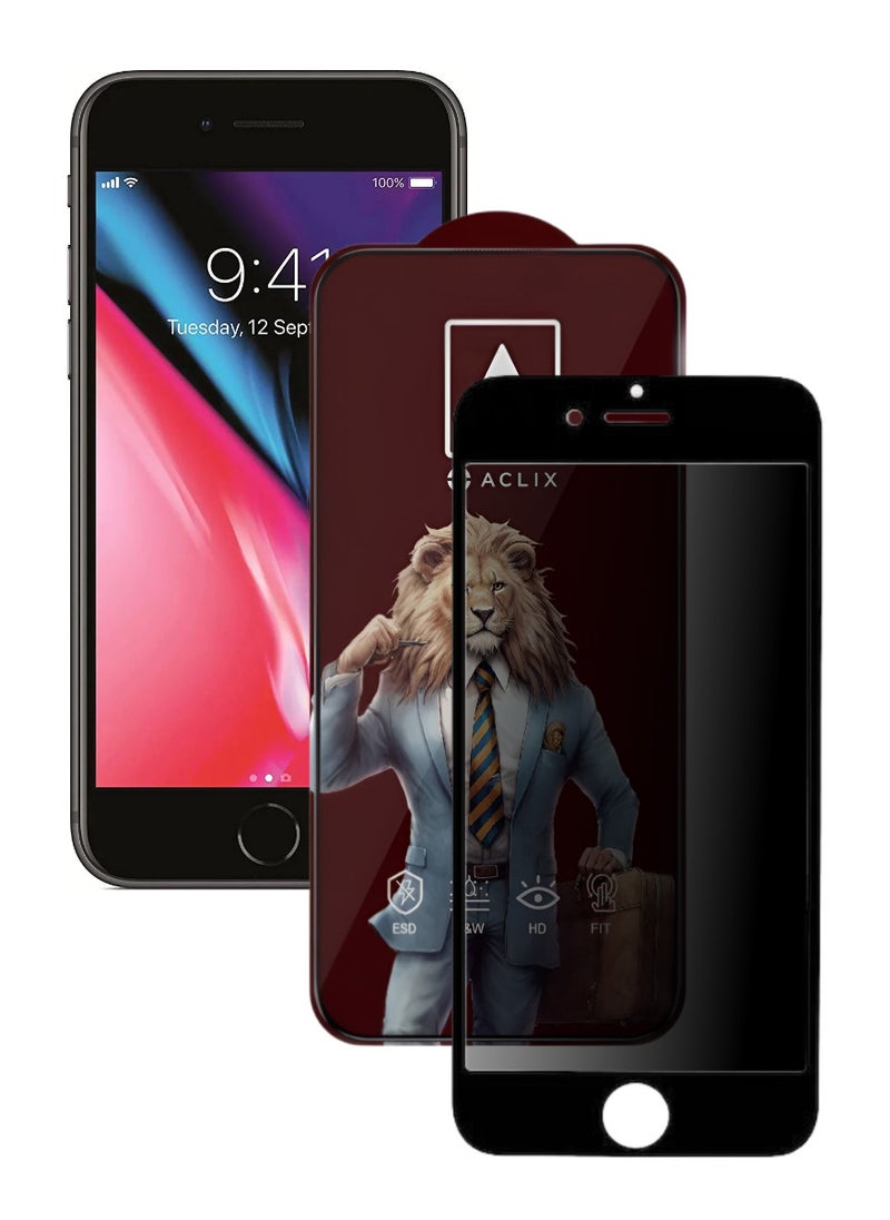 ACLIX Antistatic ESD Dustproof Premium Quality High Definition Anti-Spy Privacy Tempered Glass Screen Protector Designed For  iPhone 8 Plus - Image 1
