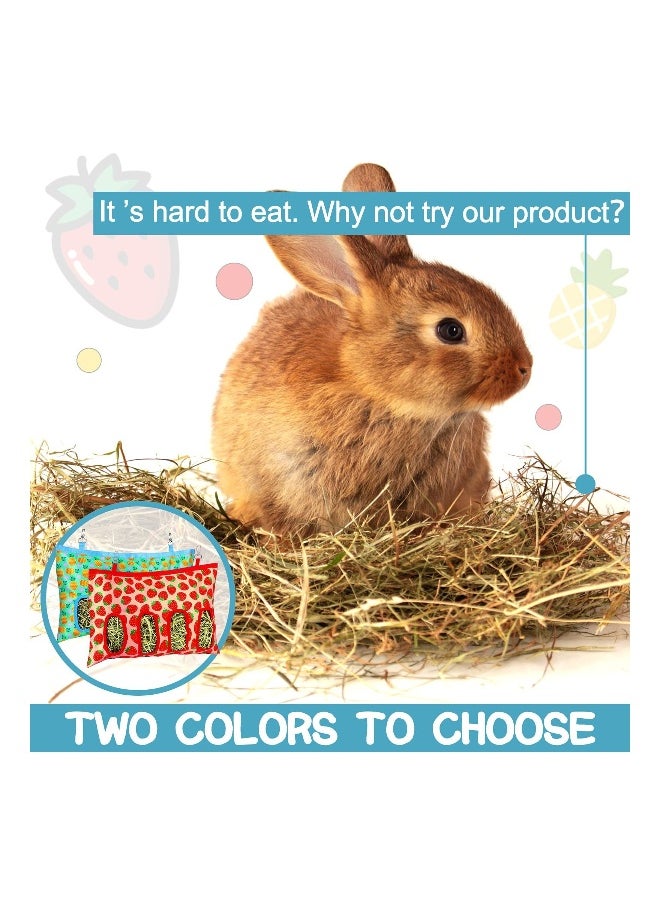 Generic 2 Pcs Rabbit Hay Feeder Bag, Hanging Feeding Storage Feeder Sack with 4 Holes for Small Animals Pets Bunny Hamster (Pineapple, Strawberry)  - Image 4