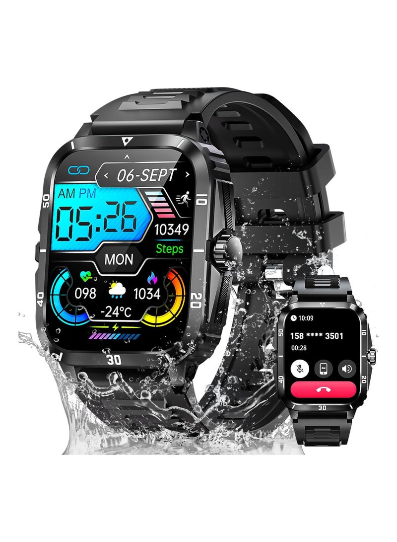 Smart Watches for Men (Make/Answer Calls) with 3ATM Waterproof, Tactical Rugged Watch 1.96" HD Screen Heart Rate Sleep Monitor 100+ Sports Modes Fitness Tracker Compatible with Android iPhone  - Image 1