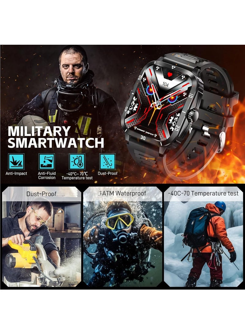 Smart Watches for Men (Make/Answer Calls) with 3ATM Waterproof, Tactical Rugged Watch 1.96" HD Screen Heart Rate Sleep Monitor 100+ Sports Modes Fitness Tracker Compatible with Android iPhone  - Image 3