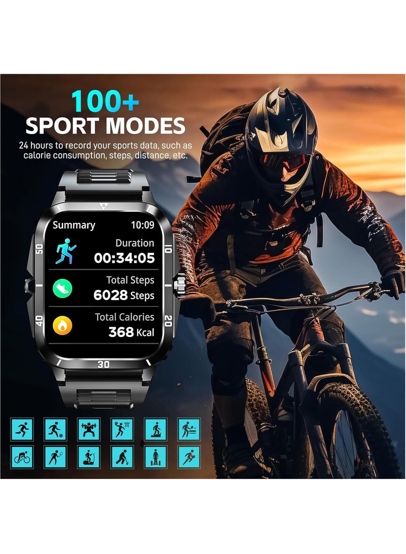 Smart Watches for Men (Make/Answer Calls) with 3ATM Waterproof, Tactical Rugged Watch 1.96" HD Screen Heart Rate Sleep Monitor 100+ Sports Modes Fitness Tracker Compatible with Android iPhone  - Image 5