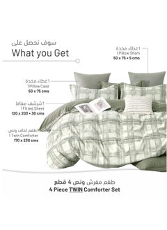 Donetella Cotton Comforter Set 4-Pcs Single Size Reversible Printed Comforter Set With Super Soft Down Alternative Filling,Lemon Grass  - Image 3