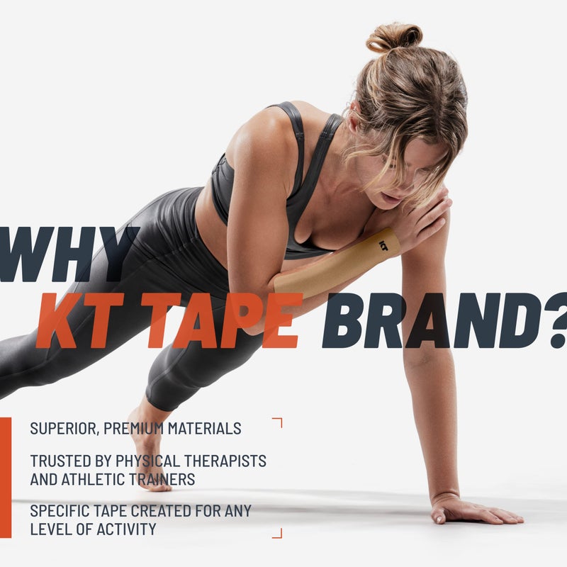 KT Tape, Kinesiology Athletic Tape, Gentle Adhesive for Sensitive Skin, 20 Count, 10" Precut Strips, Beige - Image 2