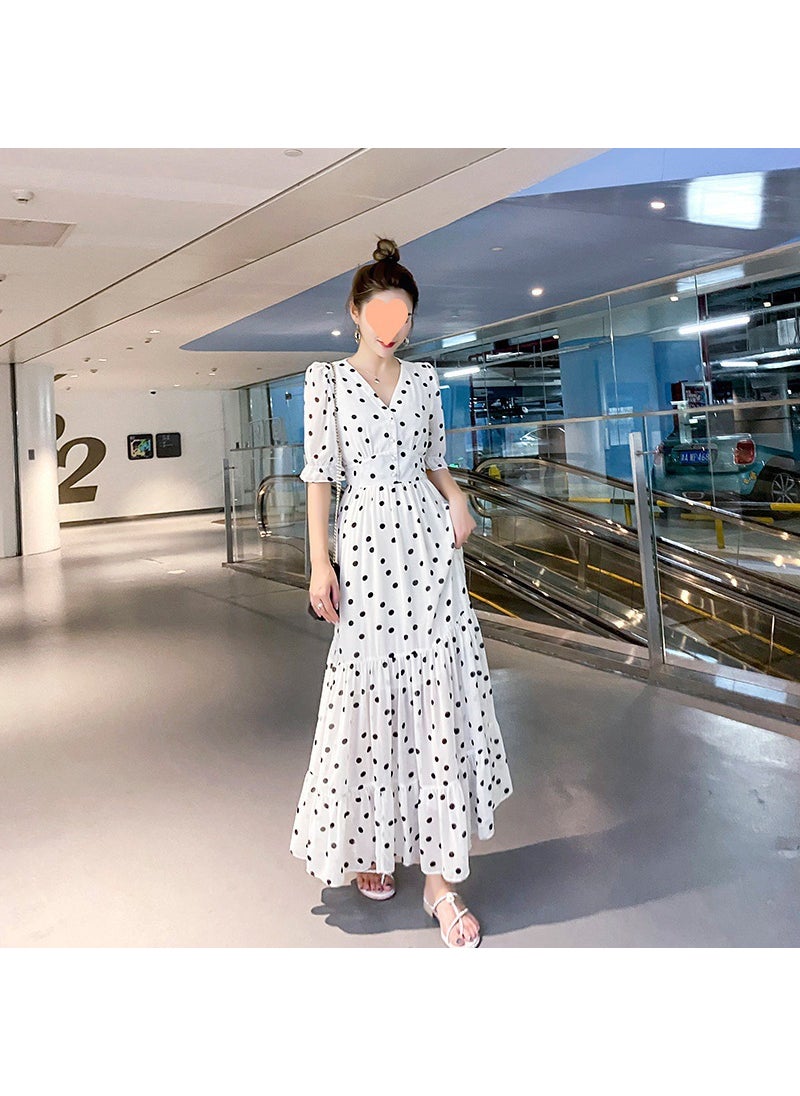 Generic - Summer 2024 Yellow Chiffon Floral Maxi Dress 6602 apricot - Image 1