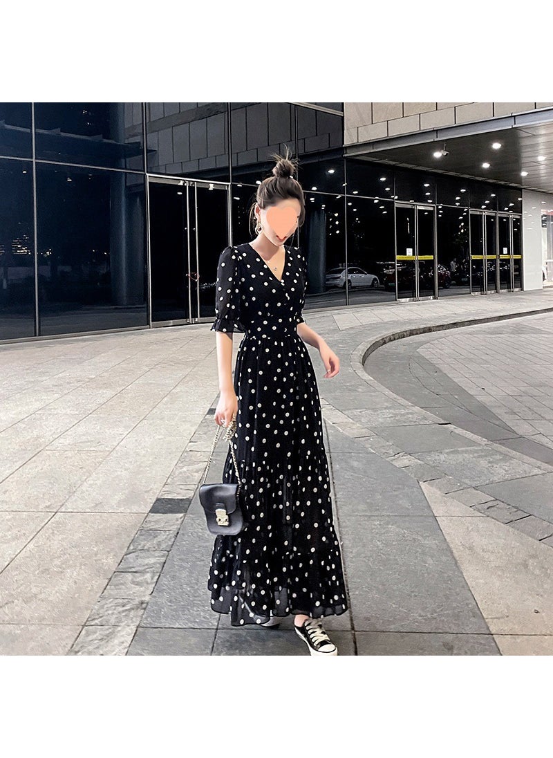 Generic - Summer 2024 Yellow Chiffon Floral Maxi Dress 6602 apricot - Image 1