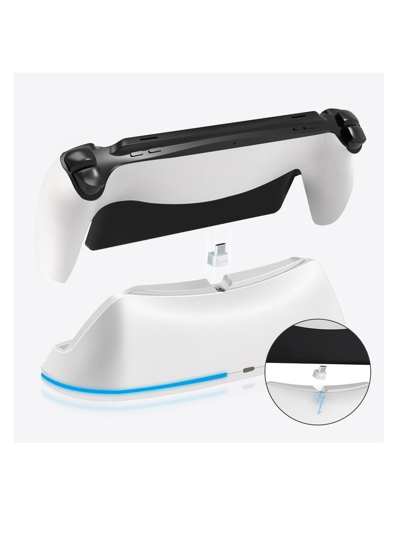 SYOSI Charging Stand for PlayStation Portal, Enhanced Stability Charger Dock or Station with On/Off RGB Light and Type-C Cable, Pogo Pin Adapter and 30° Comfort Angle Design for PS Portal (White) - Image 3