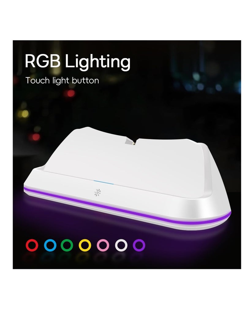 SYOSI Charging Stand for PlayStation Portal, Enhanced Stability Charger Dock or Station with On/Off RGB Light and Type-C Cable, Pogo Pin Adapter and 30° Comfort Angle Design for PS Portal (White) - Image 4